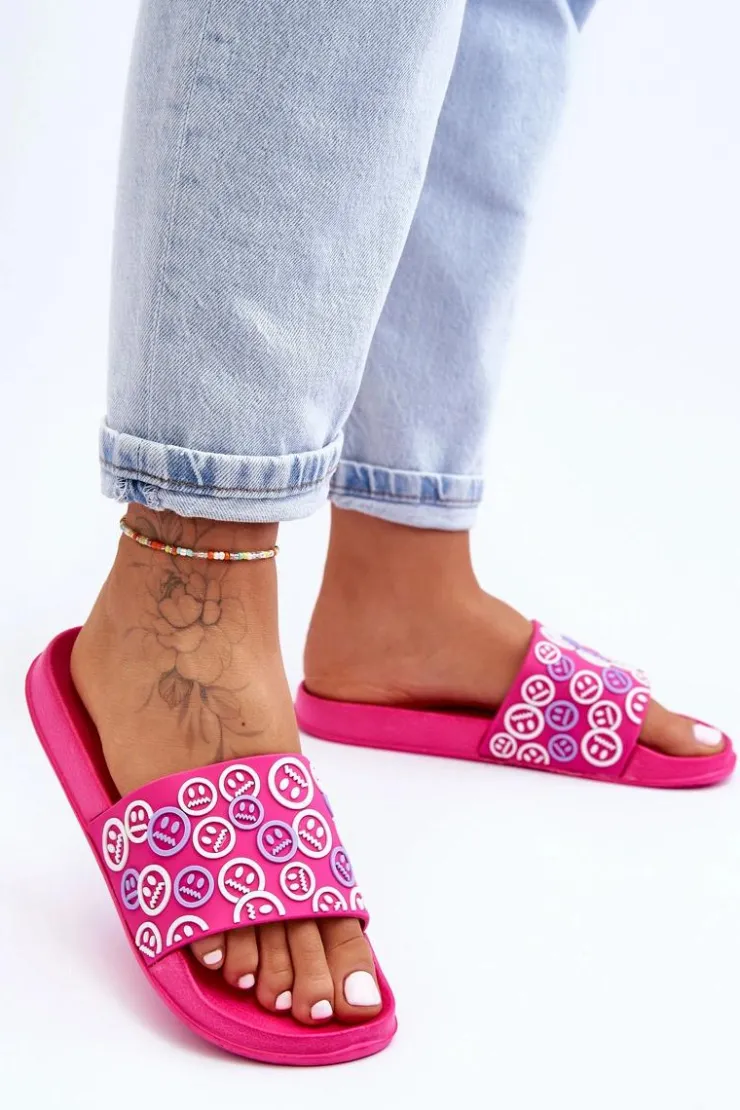 Boto Klapki Sportowe|Klapki Basenowe*Damskie Klapki Z Emotikonami Fuksja Cosette