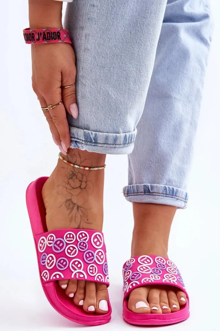 Boto Klapki Sportowe|Klapki Basenowe*Damskie Klapki Z Emotikonami Fuksja Cosette