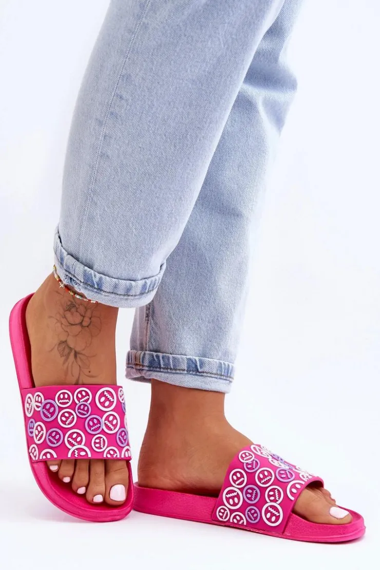 Boto Klapki Sportowe|Klapki Basenowe*Damskie Klapki Z Emotikonami Fuksja Cosette