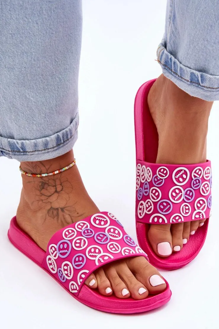 Boto Klapki Sportowe|Klapki Basenowe*Damskie Klapki Z Emotikonami Fuksja Cosette