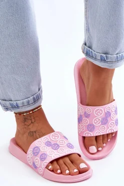 Boto Damskie Klapki Z Emotikonami Różowe Cosette