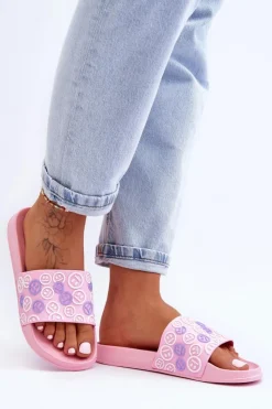 Boto Damskie Klapki Z Emotikonami Różowe Cosette