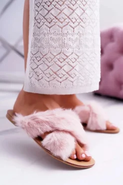 Online Boto Damskie Klapki Z Futerkiem Lu Boo Różowe