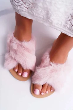 Online Boto Damskie Klapki Z Futerkiem Lu Boo Różowe