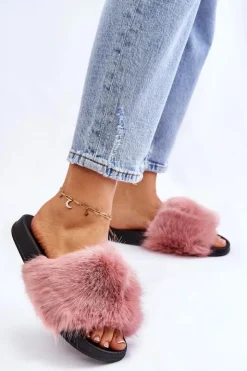 Boto Klapki Z Futerkiem|Klapki Damskie Klasyczne*Damskie Klapki Z Futerkiem Różowe Kennet