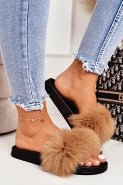 Damskie Boto Damskie Klapki z Futerkiem Camel Belmondo