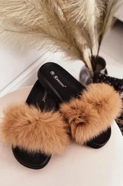 Damskie Boto Damskie Klapki z Futerkiem Camel Belmondo