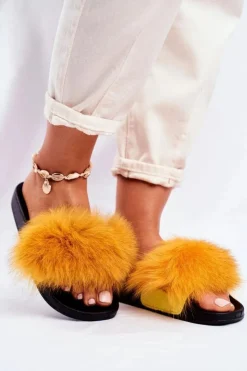 Clearance Boto Damskie Klapki z Futerkiem Żółte Belmondo