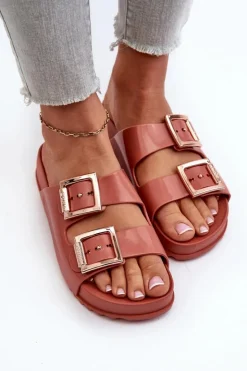 Online ZAXY Damskie Klapki Z Klamrami JJ285246 Brudny Róż