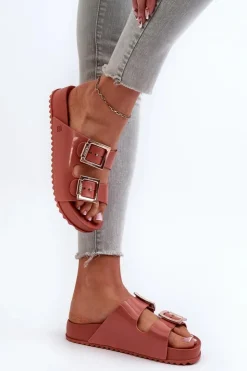 Online ZAXY Damskie Klapki Z Klamrami JJ285246 Brudny Róż