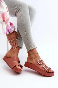 Online ZAXY Damskie Klapki Z Klamrami JJ285246 Brudny Róż