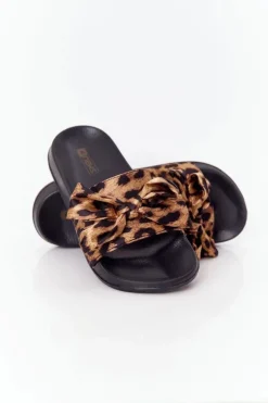 Evento Klapki Damskie Klasyczne*Damskie Klapki Z Kokardą Leopard Beat It