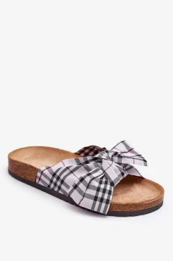 Sale Boto Damskie Klapki Z Kokardą Na Platformie Szare Vero