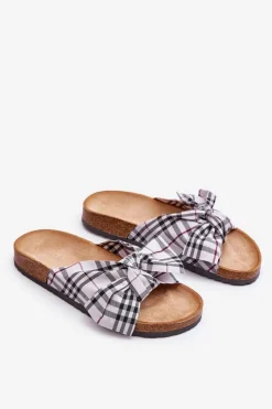 Sale Boto Damskie Klapki Z Kokardą Na Platformie Szare Vero