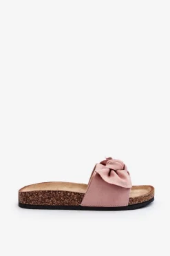 Discount Boto Damskie Klapki Z Kokarda Różowe Ezephira