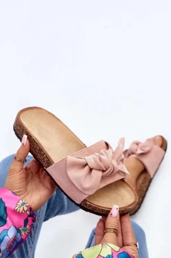 Discount Boto Damskie Klapki Z Kokarda Różowe Ezephira