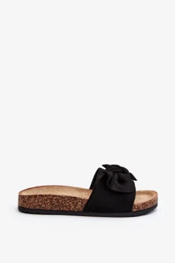 Clearance Boto Damskie Klapki Z Kokarda Czarne Ezephira