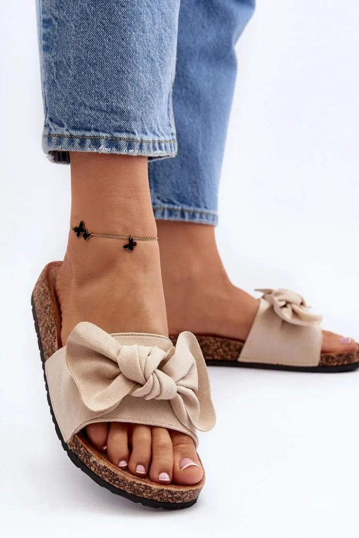 Damskie Boto Damskie Klapki Z Kokarda Beżowe Ezephira