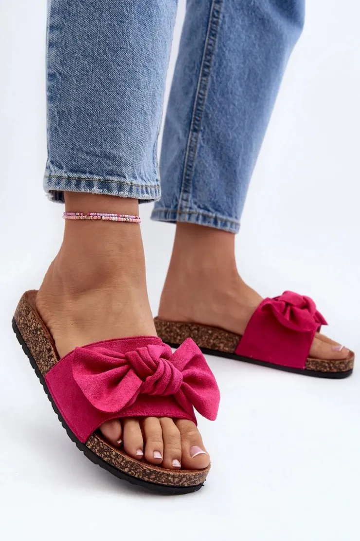Boto Klapki Korkowe|Klapki Damskie Klasyczne*Damskie Klapki Z Kokarda Fuksja Ezephira