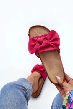 Boto Klapki Korkowe|Klapki Damskie Klasyczne*Damskie Klapki Z Kokarda Fuksja Ezephira