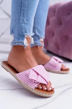 Boto Klapki Damskie Klasyczne*Damskie Klapki Z Kokardkami Pin-up Girl Różowe