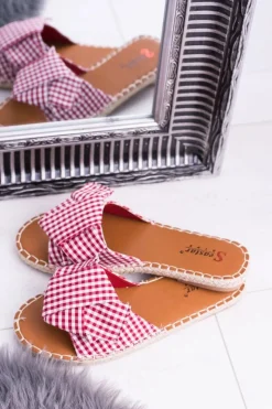 Damskie Boto Damskie Klapki Z Kokardkami Pin-up Girl Czerwone