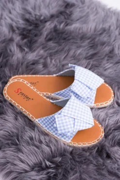 Boto Klapki Damskie Klasyczne*Damskie Klapki Z Kokardkami Pin-up Girl Błękitne