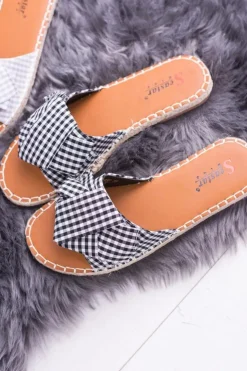 Best Boto Damskie Klapki Z Kokardkami Pin-up Girl Czarne