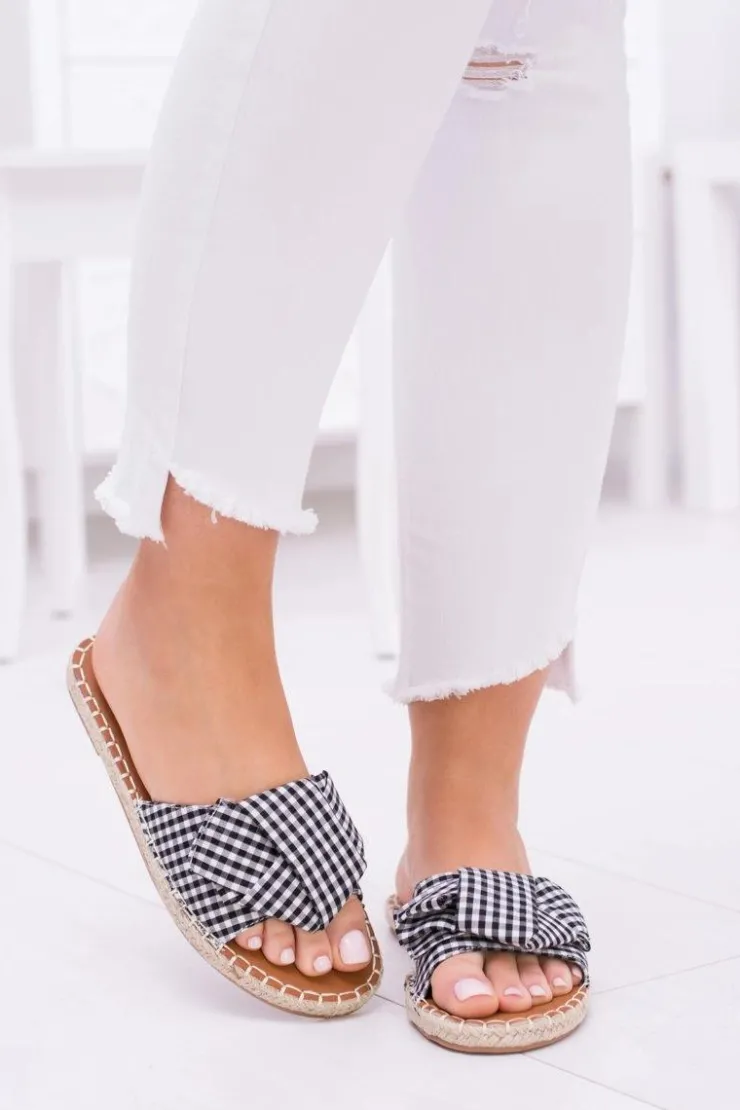 Best Boto Damskie Klapki Z Kokardkami Pin-up Girl Czarne