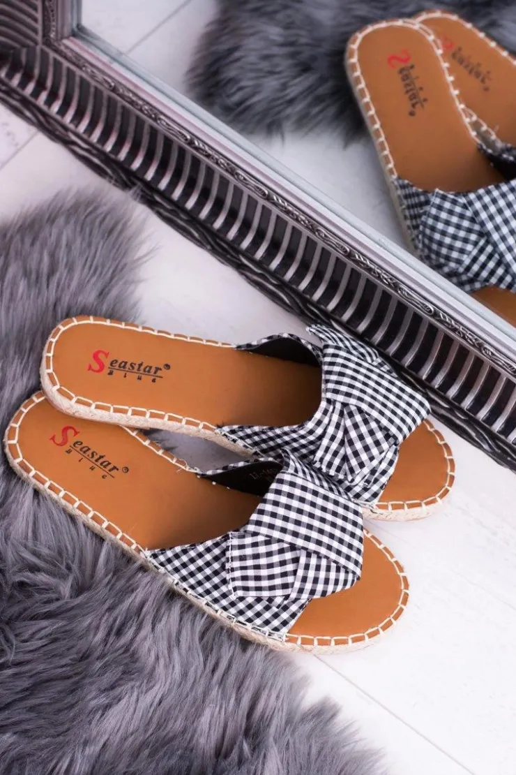 Best Boto Damskie Klapki Z Kokardkami Pin-up Girl Czarne