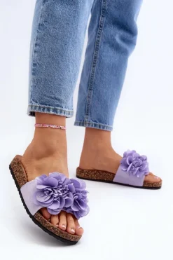 Sale Boto Damskie Klapki Z Kwiatami Fioletowe Lulania