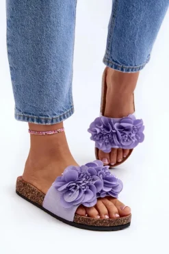 Sale Boto Damskie Klapki Z Kwiatami Fioletowe Lulania