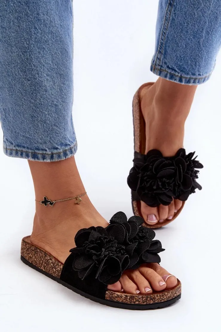 Boto Klapki Korkowe|Klapki Damskie Klasyczne*Damskie Klapki Z Kwiatami Czarne Lulania