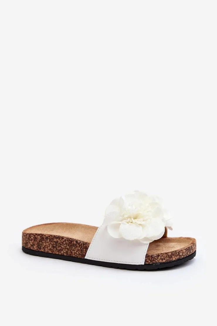 Damskie Boto Damskie Klapki Z Kwiatami Białe Lulania