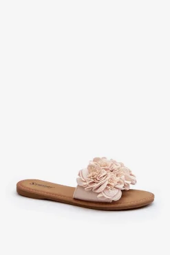 New Boto Damskie Klapki Z Kwiatkami Beżowe Eelfan