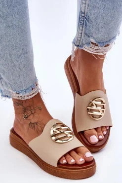 Damskie Boto Damskie Klapki Z Ozdobą Beżowe Secrets