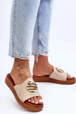 Damskie Boto Damskie Klapki Z Ozdobą Beżowe Secrets