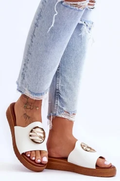 Boto Klapki Na Platformie|Klapki Damskie Klasyczne*Damskie Klapki Z Ozdobą Białe Secrets