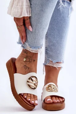 Boto Klapki Na Platformie|Klapki Damskie Klasyczne*Damskie Klapki Z Ozdobą Białe Secrets