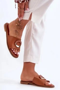 Damskie Boto Damskie Klapki Z Ozdobą Brązowe Sherry