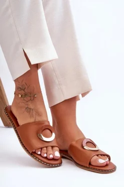 Damskie Boto Damskie Klapki Z Ozdobą Brązowe Sherry