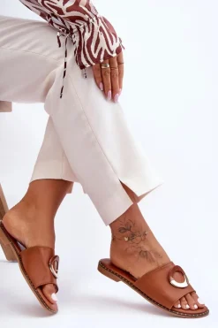 Damskie Boto Damskie Klapki Z Ozdobą Brązowe Sherry