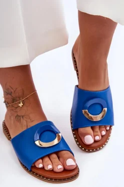 Online Boto Damskie Klapki Z Ozdobą Niebieskie Sherry