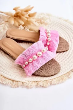 Damskie Boto Damskie Klapki Z Ozdobnym Paskiem Różowe Ramisa