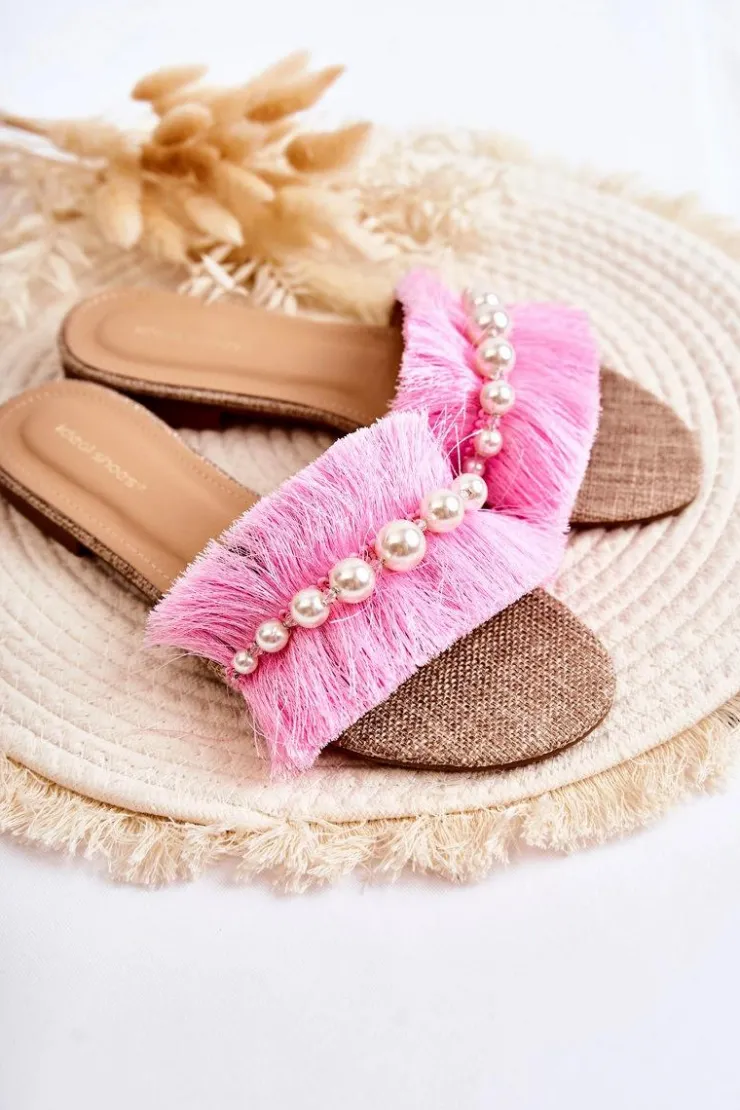 Damskie Boto Damskie Klapki Z Ozdobnym Paskiem Różowe Ramisa