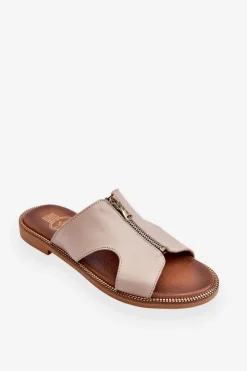 Damskie Boto Damskie Klapki Z Ozdobnym Zamkiem Beżowe Lemar Clarence