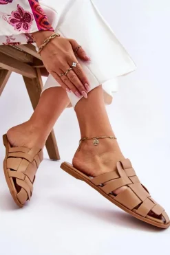 Damskie Boto Damskie Klapki Z Paskami Beżowe Reyna