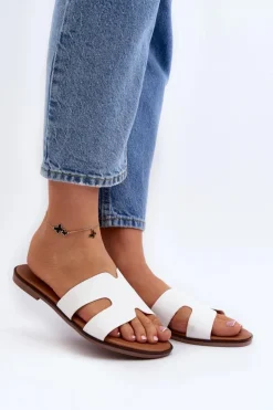 Damskie Boto Damskie Klapki Z Wycięciem Białe Lumossa