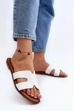 Damskie Boto Damskie Klapki Z Wycięciem Białe Lumossa