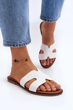 Damskie Boto Damskie Klapki Z Wycięciem Białe Lumossa